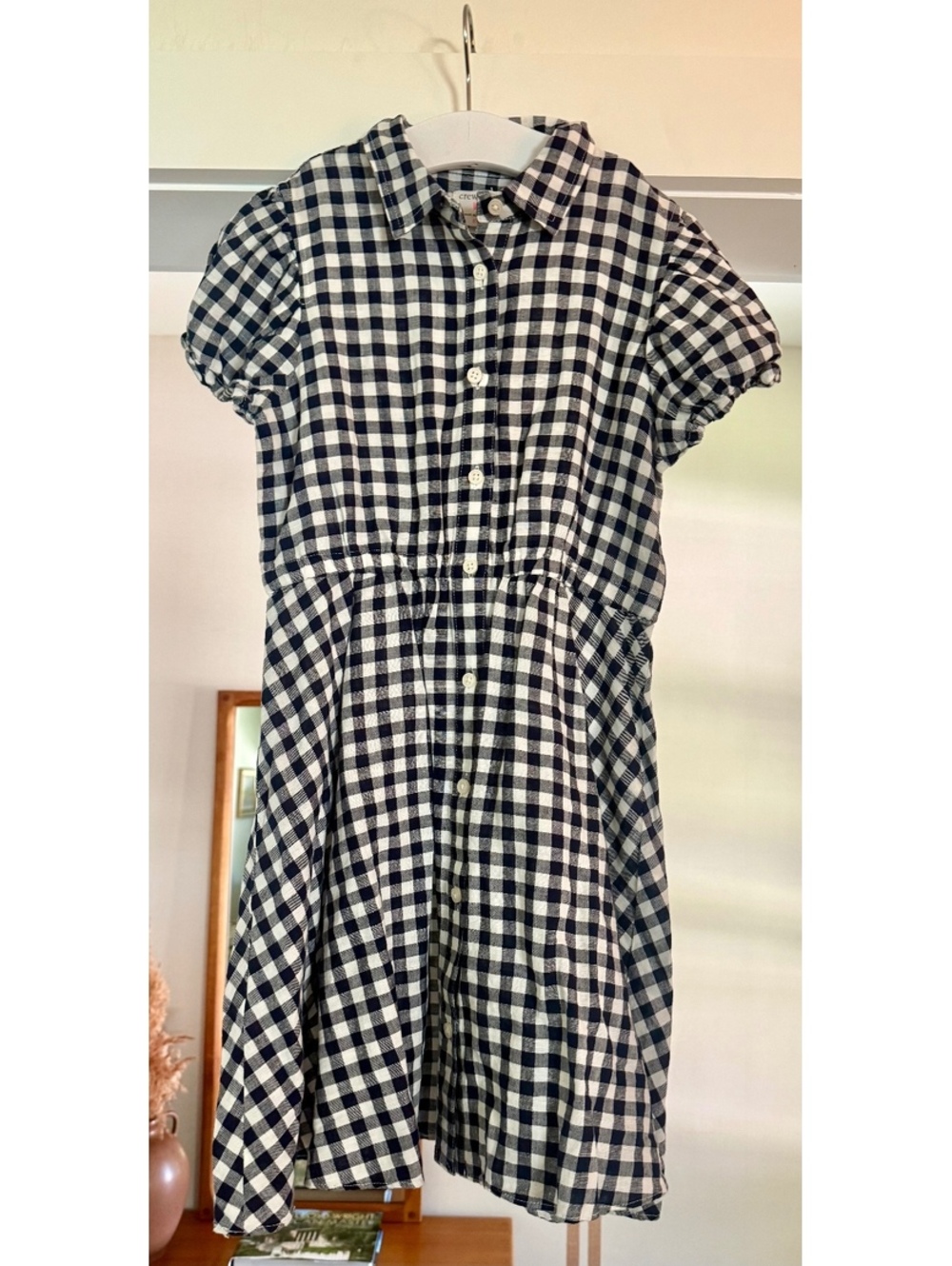Crewcuts Classic Linen Blend Gingham Dress NWT Sz 8